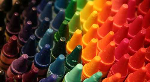 a rainbow of crayons